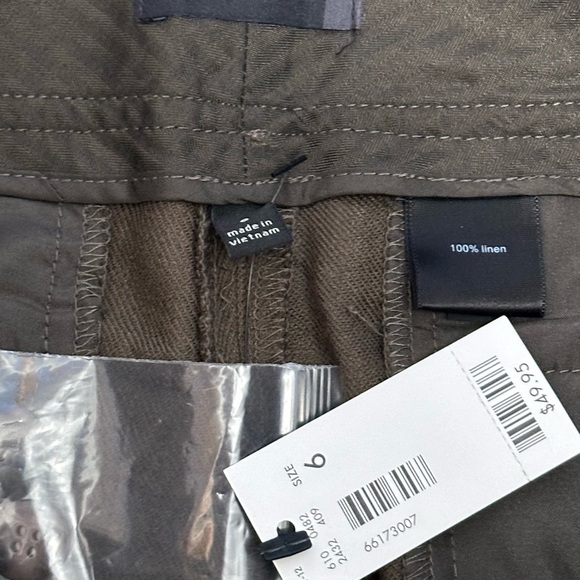 Women's The Limited 6 Small Chino Khakis Shorts Olive Green Linen Rolled Hem NWT - Picture 8 of 8